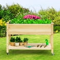thumbnail image 2 of Patiojoy Elevated Garden Bed Wood Planters with Storage Shelf Wheels & Liner Suitable for Vegetable Flower Herb, 2 of 7