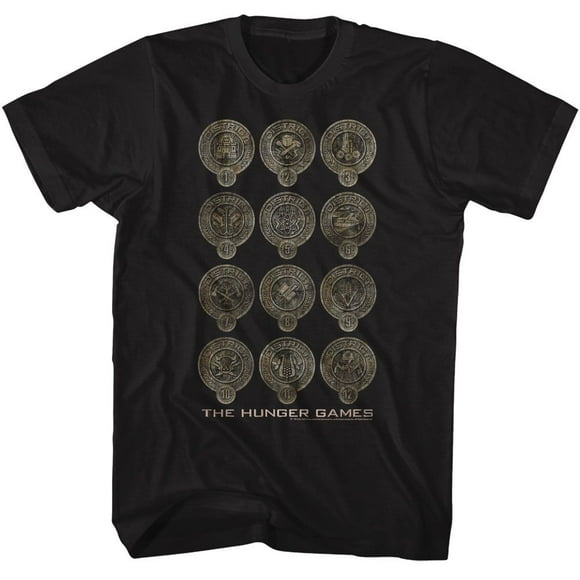 Hunger Games District Badges Black Adult T-Shirt