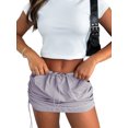 thumbnail image 3 of Faithtur Women's Summer Mini Cargo Skirt Solid Color Low Waist Short Streetwear Drawstring Skirt, 3 of 7