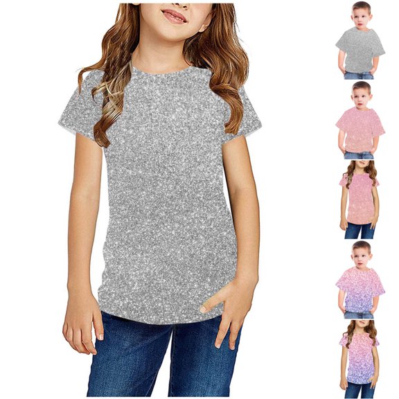 SROBPTY Teen Boys and Girls Summer Short Sleeve Tops Print Casual Breathable Crew Neck Tee Shirts for Everyday Wear