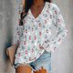 thumbnail image 2 of Camiseta de manga larga con estampado navideño informal con cuello en V para mujer a la moda Fridja  fhghd2356, 2 of 8