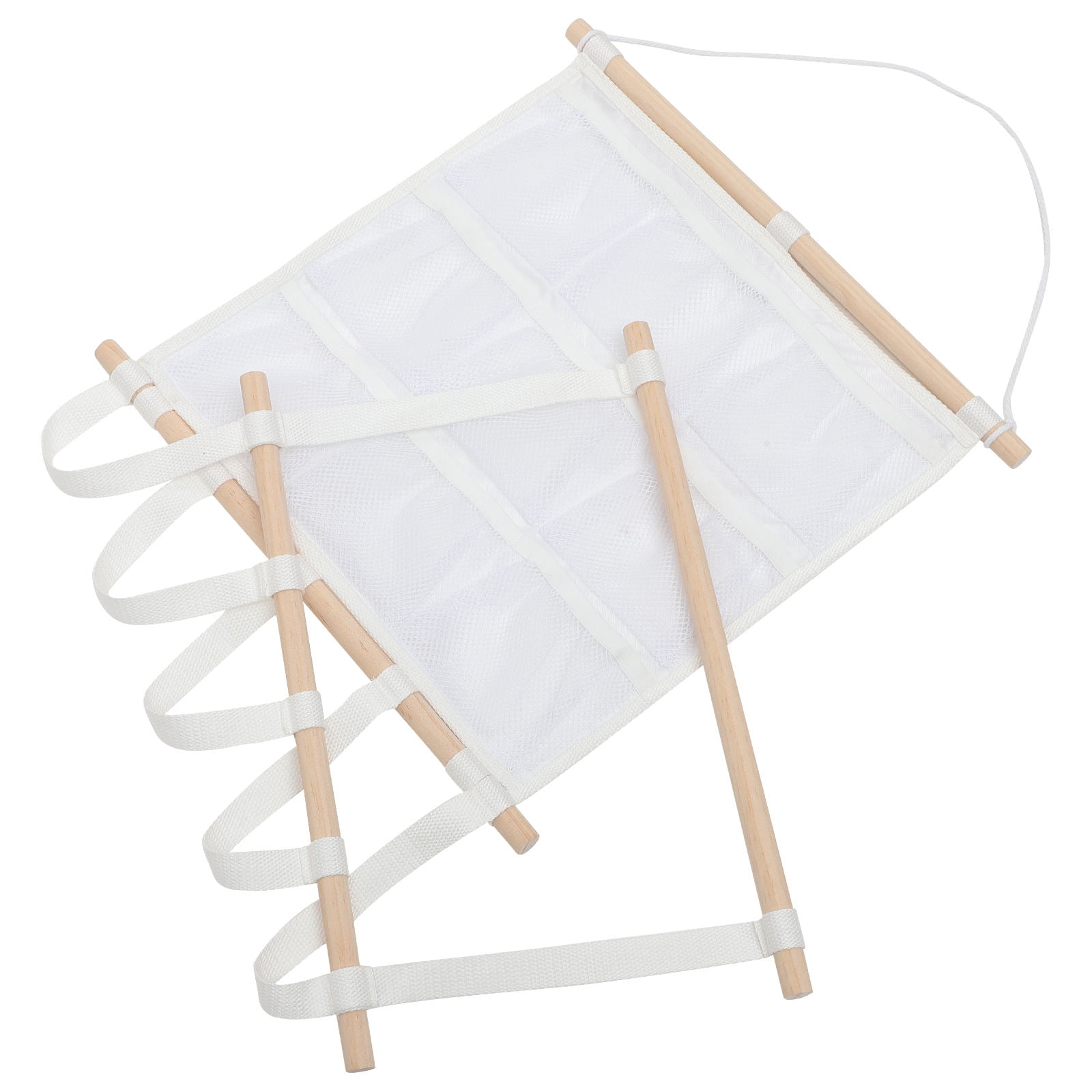 NUOLUX  White Hair Accessories Bag with Wooden Rack for Organizing Hair Clips and Headbands