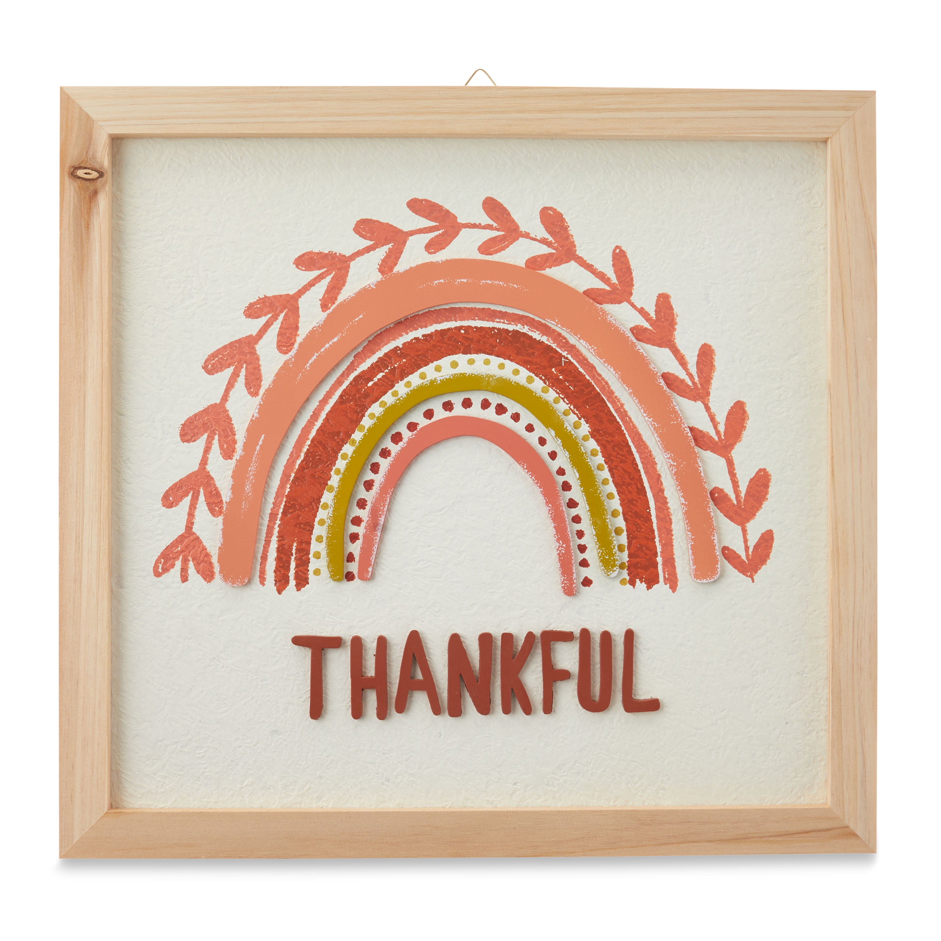 Way To Celebrate 12.75 inch Harvest Thankful Rainbow Wall Sign Decoration, Multi-color