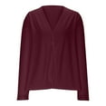 thumbnail image 6 of Women's Shrugs Cardigan Long Sleeve Lightweight Thin Casual Tops Solid Color Loose Cover Up Outwear with Pockets Wine L, 6 of 8