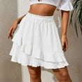 thumbnail image 2 of RUTAYY Women Summer Ruffled Skirt High Waisted Irregular Solid Color Skirt Smocked Boho Pleated Skirts, 2 of 5