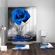 thumbnail image 2 of Juego de baño con rosas rosas con cortina de ducha y alfombras Juego de cortina de ducha con rosas rosas con alfombras antideslizantes, tapete de baño, tapa de inodoro y 12 ganchos resistentes,, 2 of 8