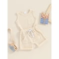 thumbnail image 3 of vera natura Baby Boys Shorts Set, Sleeveless Tank Top with Elastic Waist Shorts Solid Summer Outfit, 3 of 8
