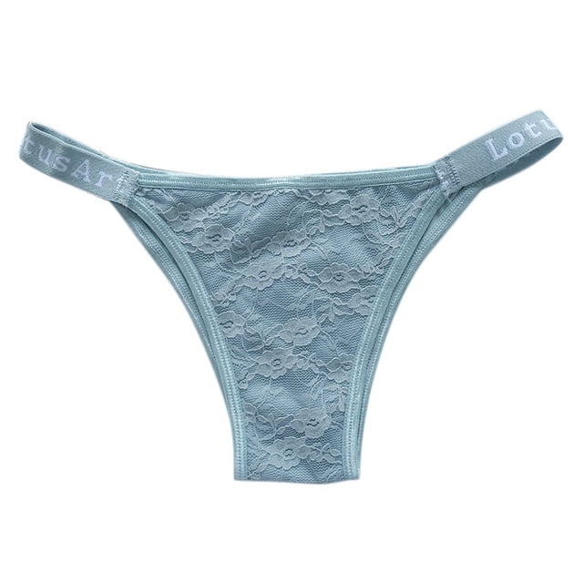 Ropa interior brasileña triangular para mujer, calcetines largos de encaje de malla, ropa interior de encaje de algodón