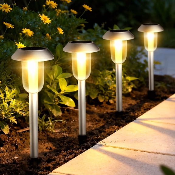 YULINKCO Solar Garden Pathway Lights, Waterproof Outdoor LED Lantern with Warm White Light, Decorative Solar-powered Landscape Lighting for Yard, Patio, and Walkway