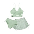 thumbnail image 5 of BULLPIANO Girls Swimsuit 3 Piece Tropical Floral Print Bikini Set Criss Cross Bathing Suit with Drawstring Quick Dry Cover Up Skirt 9-16Y, 5 of 9