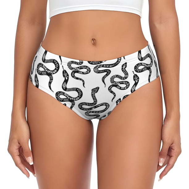 Balery Hand Drawn Snake Ropa Interior de Algodón para Mujer con Dibujo – Braguitas Cómodas y Elásticas, Estilo Clásico-3X-Large