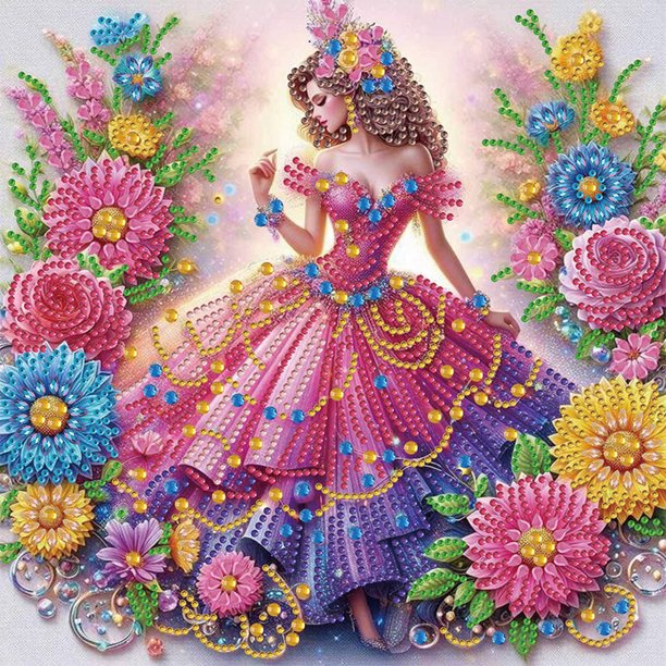 5D DIY Parcial Perforación Especial Kit Pintura Diamantes Niñas 30x30cm