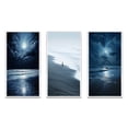 thumbnail image 2 of Designart "Beach Photo peaceful Moonlight II" Nautical & Beach Framed Wall Art Set Of 3 - Blue Beach Frame Canvas Set For Living Room Decor, 2 of 7