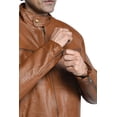 thumbnail image 1 of Men's Contemporary Brown Leather Jacket, 1 of 6