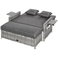 thumbnail image 1 of Ensemble Gris de Canapé-Lit en Rotin 2 Pcs avec Repose-Pieds et Rangement – Mobilier de Terrasse et de Jardin – Dossier Réglable et Coussins – Sièges d'Extérieur, 1 of 7