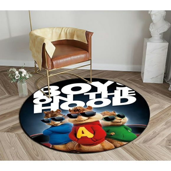 DEYOU Alvin And The Chipmunks The Road Chip Round Area Rugs Diameter 4 x 4ft Floor Carpet Mat for Living Dinning Room Bedroom Kitchen Hallway Office Decor