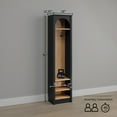 thumbnail image 5 of Prepac Ark 76" Tall Arched Entryway Coat Rack in Black Oak with Natural Oak Interior, Hall Tree with 2 Adjustable Shelves, Modern Furniture for Entryway and Living Room, 13.25" D x 18" W x 76" H, 5 of 15