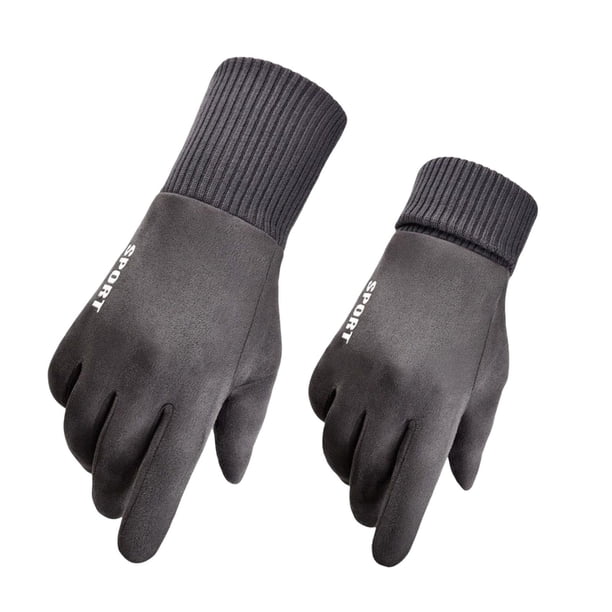 Guantes deportivos cálidos de invierno, térmicas de ante a prueba con pantalla táctil para ciclismo, patinaje, conducción, clima , Hombre Gris Oscuro Baoblaze Guantes cálidos de invierno