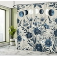 thumbnail image 2 of Ambesonne Navy Blue Shower Curtain, Moon Phases and Flowers, 69"Wx84"L, Night Blue Pale Grey, 2 of 4