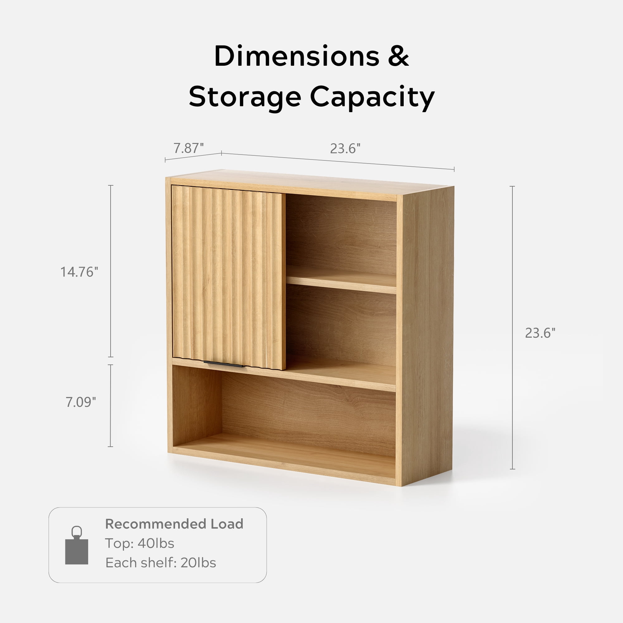EYYTHUNG Fluted Wall-Mounted Cabinet Bathroom, Modern Medicine Cabinet with Adjustable Shelf Wood Storage Cabinet, Natural Oak