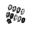 thumbnail image 1 of 9 Piezas Anillo Hombre De Titanio Acero Inoxidable Regalo Xtellar negro, 1 of 4