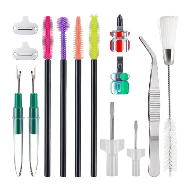 Kit de limpieza para máquina de coser, 14 piezas, pinzas, kit de mantenimiento y servicio, destornilladores, herramientas de costura, herramientas de
