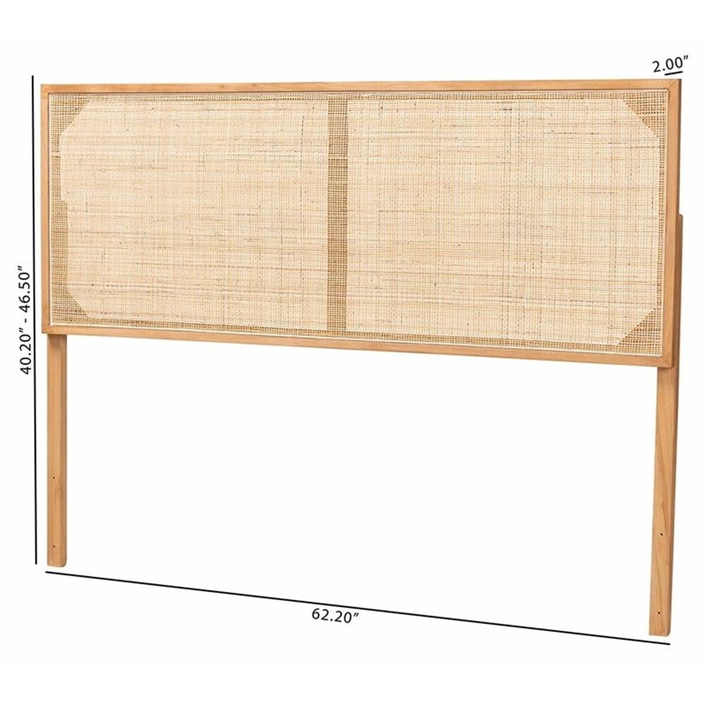 bali & pari Aurelia Brown Finished Bayur Wood and Rattan Queen Size Headboard