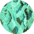 thumbnail image 1 of Ahgly Company Indoor Round Abstract Turquoise Blue Modern Area Rugs, 4' Round, 1 of 4