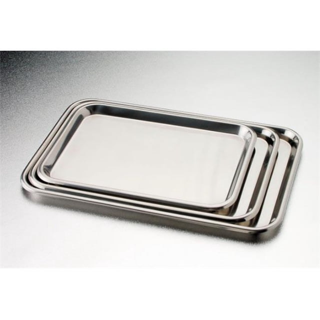 15.125 x 10.5 x 0.625 in. Stainless Steel Instrument Flat Tray