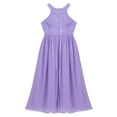 thumbnail image 4 of iEFiEL Girls Halter Neck Chiffon Floral Lace Party Dress Rhinestone Trim Wedding Bridesmaid Gown, 4 of 7