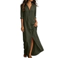 thumbnail image 3 of DeHolifer Women Casual Dresses Lapel Button Down Beach Dress Long Maxi Dress with Pockets Green S, 3 of 7