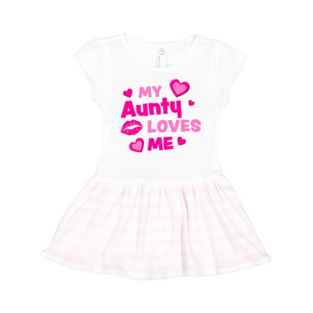 

Inktastic My Aunty Loves Me with Hearts and Kiss Gift Toddler Girl Dress