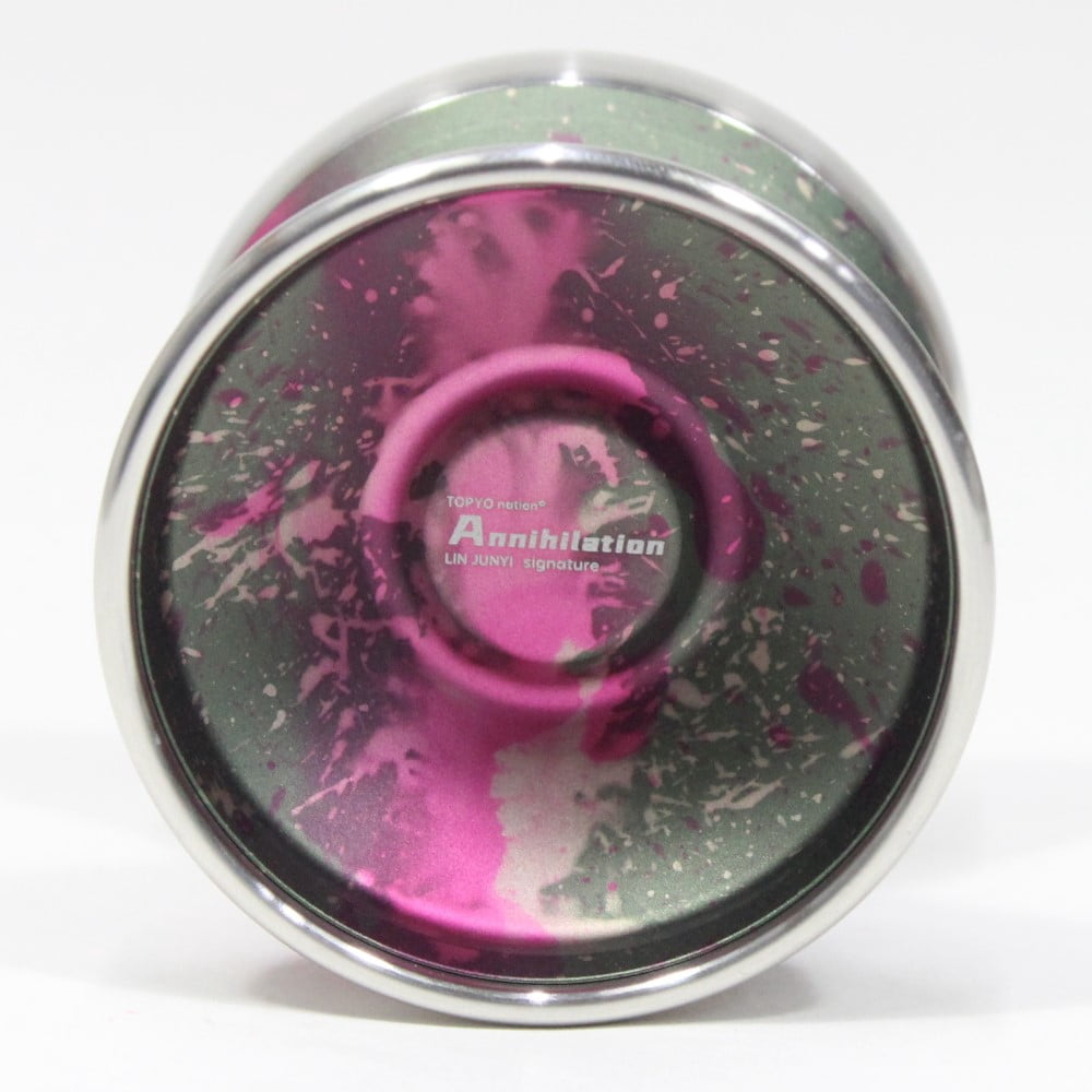 TOP YO Annihilation Bimetal Yo-Yo - 7068 AL with SS Rims - Lin Junyi Signature YoYo (Twilight Purple Green Silver Ring)