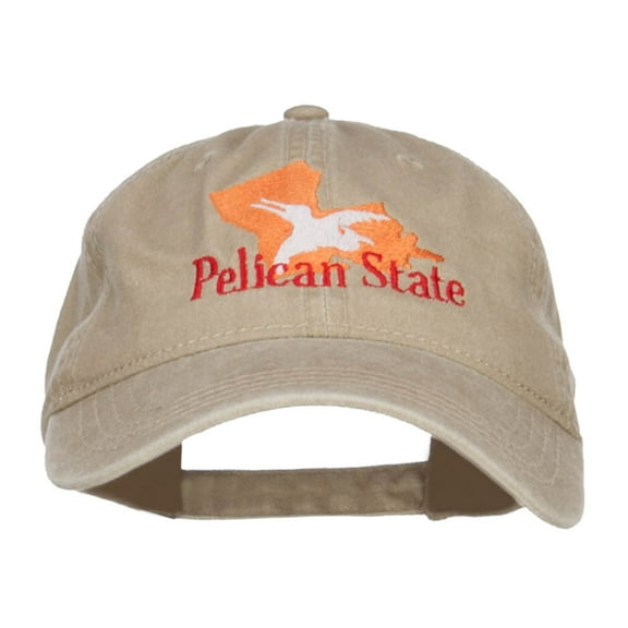 Louisiana Pelican State Embroidered Washed Cap - Khaki OSFM