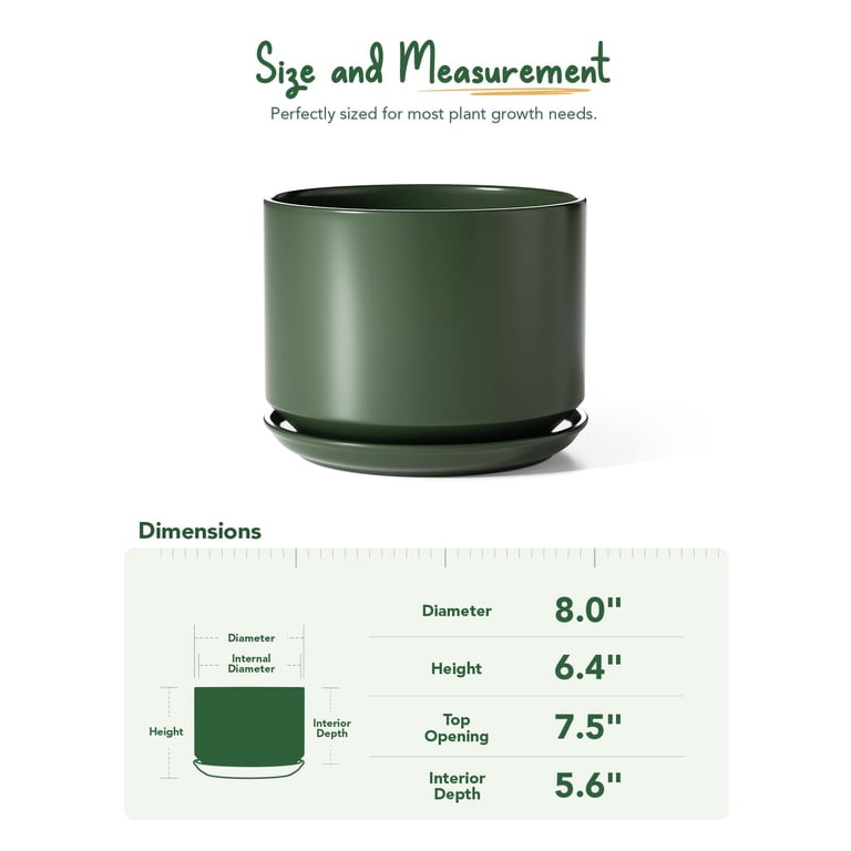 BEMAY 8" Bamboo Green Ceramic Plant Pot photo 5