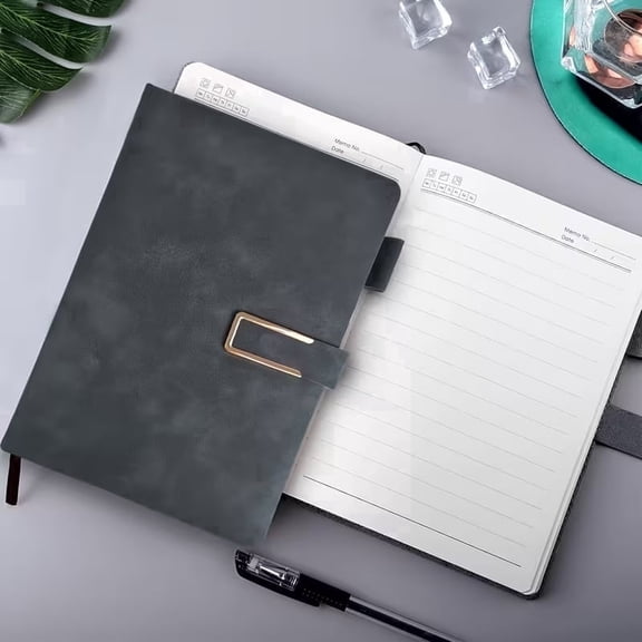 Vintage A5 Leatherbound Notebook with Soft Cover and Bookmark, Notebook for for Business Meetings and University Life, Black