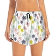 thumbnail image 2 of Balery Hawaiian Coconut Tree Pattern Women's Running Shorts with Liner 2 Pockets Elastic Workout Athletic Gym Yoga Shorts-Large, 2 of 7