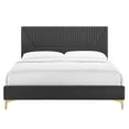 thumbnail image 4 of Modway Yasmine Channel Tufted Performance Velvet King Platform Bed in Charcoal, 4 of 8