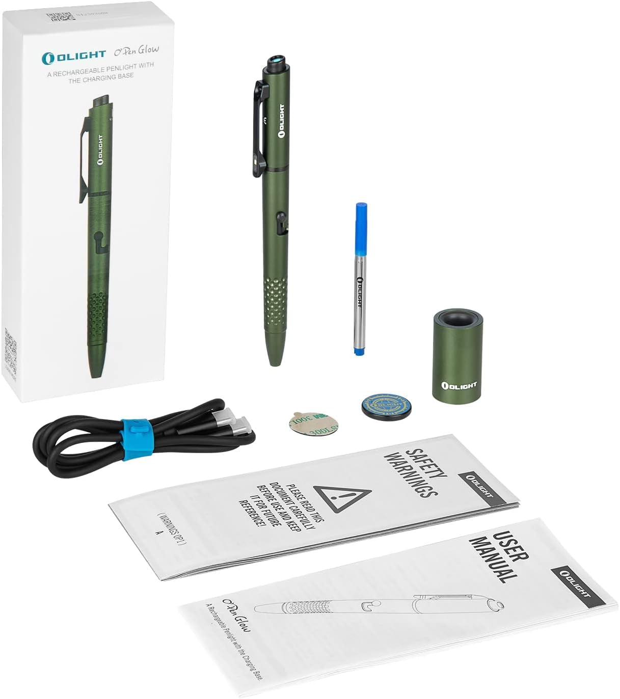 OLIGHT O'Pen Glow : ブルー 4-in-1 EDCペンライト OLIGHT O'Pen Glow EDC Pen Light, 120 Lumens with Green Beam