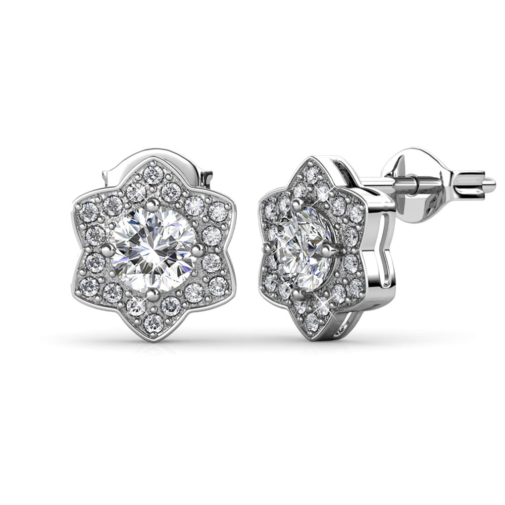 Cate & Chloe Poppy 18k White Gold Plated Jewelry Set with Simulated Diamond Crystals for Women