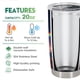 thumbnail image 5 of Vaso de viaje Oasisdream de acero inoxidable con tapa, 600 ml, 5 of 6