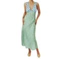 thumbnail image 3 of Women’s Summer Midi Dress, Bohemian Deep V Neck Sleeveless Floral Print Beach Dress, 3 of 9