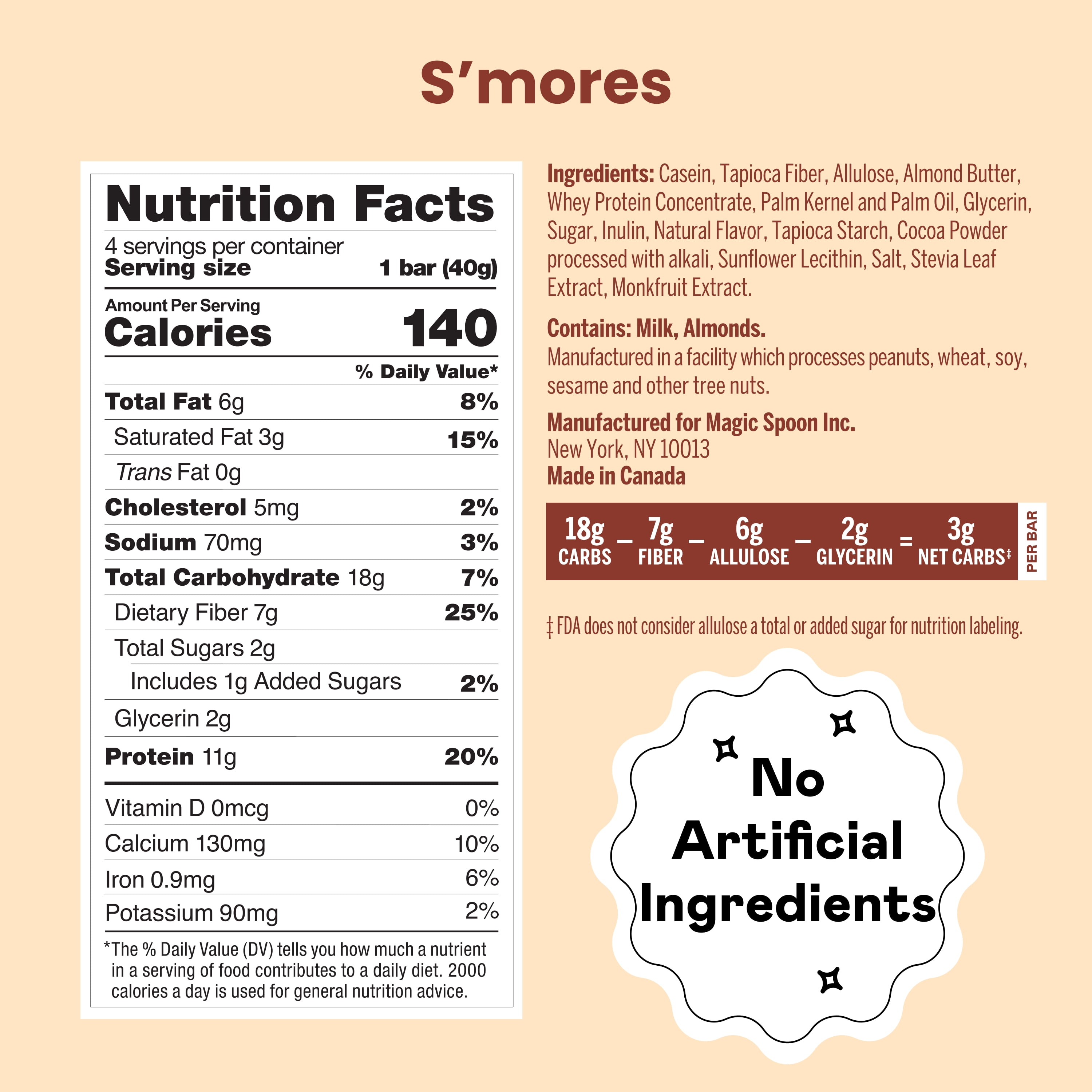 (6 pack) Magic Spoon, S'mores Protein Treats, 1.4 oz, 4 Count