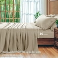 thumbnail image 6 of SONORO KATE 6 Pieces Bamboo Bed Sheets Set, Luxury Rayon Derived - Deep Pockets - Wrinkle Free - Extremely Soft, California King, Beige, 6 of 6