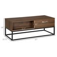 thumbnail image 3 of HOMCOM Coffee Table with Storage, Industrial Center Table with 2 Drawers and 2 Open Shelves, Rectangular Living Room Table, Brown, 3 of 10