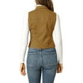 thumbnail image 4 of DARING DIVA Women's Denim Sleeveless Flap Pockets Vest Jacket S Khaki, 4 of 7