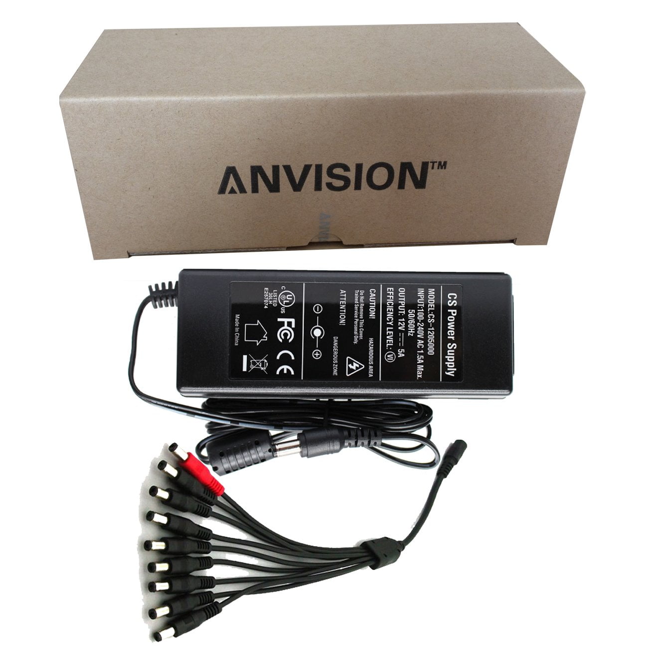 Plug 5.5 x 2.1mm for Security Camera Router Switch Speaker Led Light Strip ANVISION AC to DC 12V 2A Power Supply wtih 4-Way Splitter Cable Plug 5.5 x 2.1mm for Security Camera Router Switch Speaker Led Light Strip ANVISION AC to DC 12V 2A Power Supply wtih 4-Way Splitter Cable