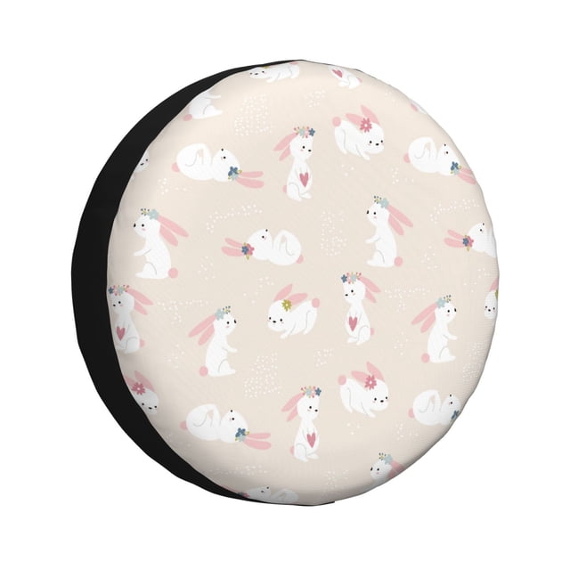 KLL Beautiful Rabbit Pattern 14-17 inch Spare Tire Cover Universal Wheel Protector for Truck SUV Trailer Camping Rv Tire Covers-17 inch