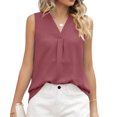 thumbnail image 1 of Top sin mangas para mujer, cuello en V, Color puro, estilo suelto, camiseta sin mangas de verano a la moda transpirable, 1 of 7