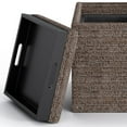 thumbnail image 2 of Rockwood 17 inch Wide Cube Storage Ottoman with Tray in Mink Brown Tweed Look Fabric, 2 of 9